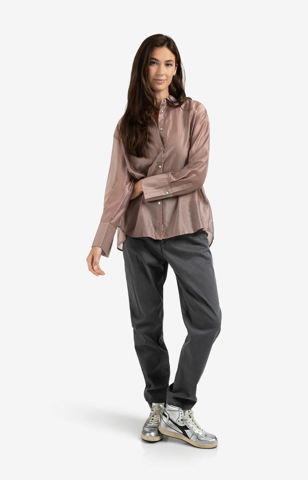 Yaya Sheer Blouse with Back Detail Pink