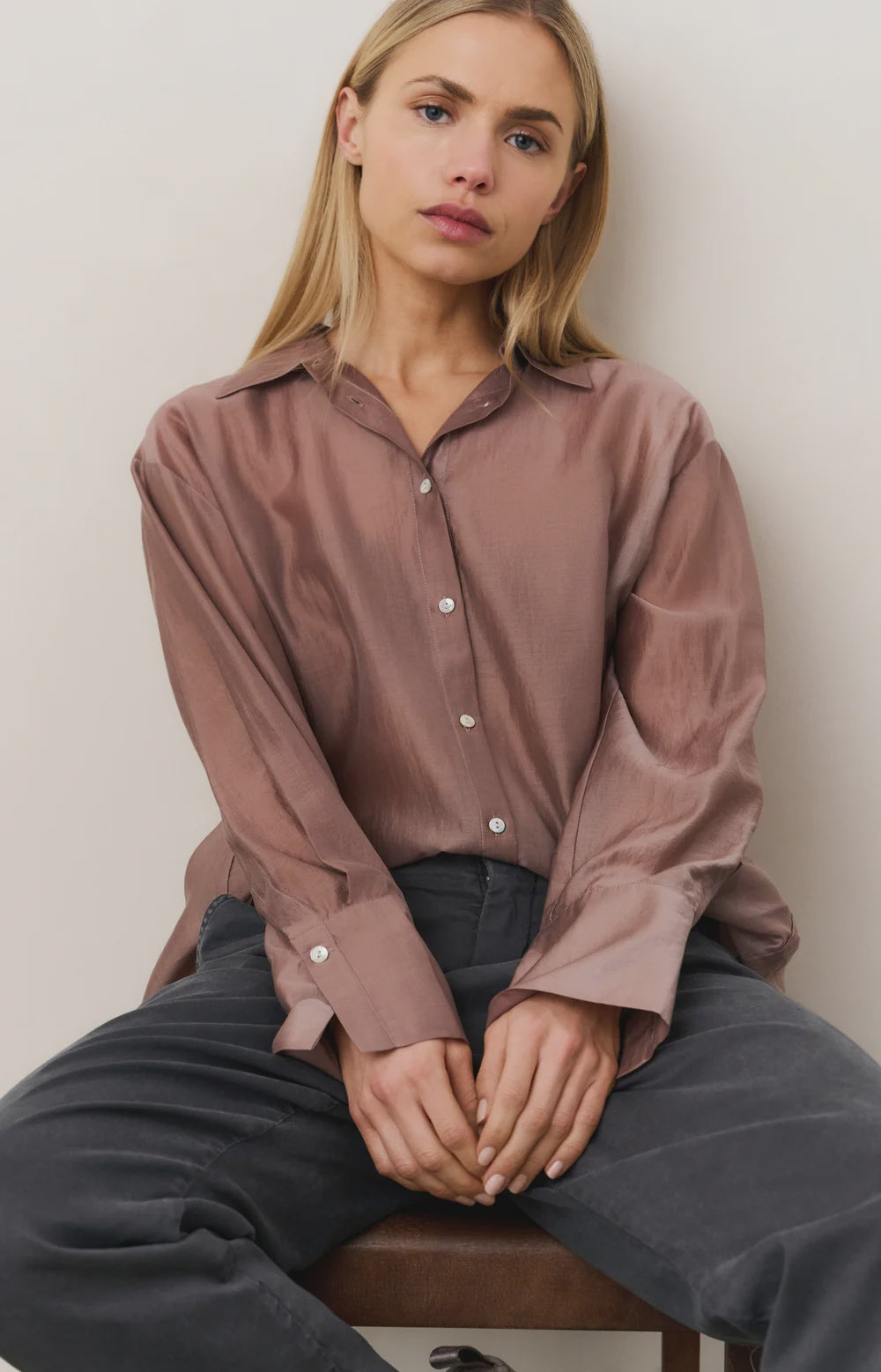 Yaya Sheer Blouse with Back Detail Pink