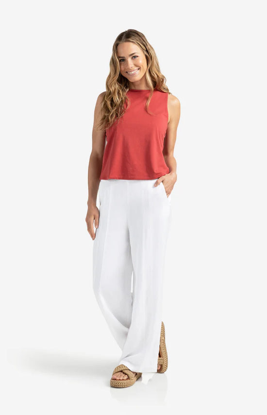 YAYA Sleeveless Top Cut Out Detail Red