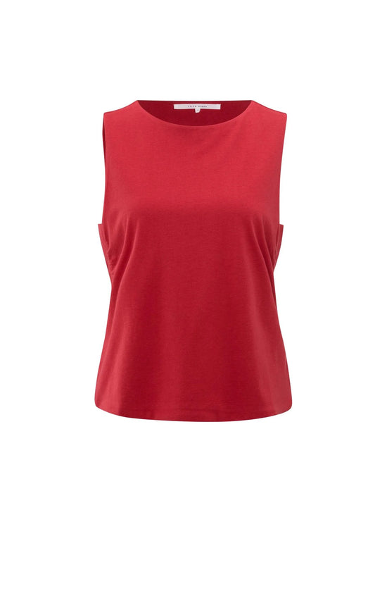 YAYA Sleeveless Top Cut Out Detail Red