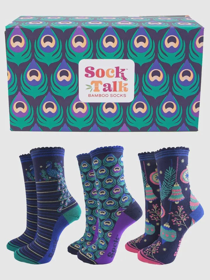 Sock Talk Accessories Sock Talk Bamboo Sock Giftset Playful Peacocks