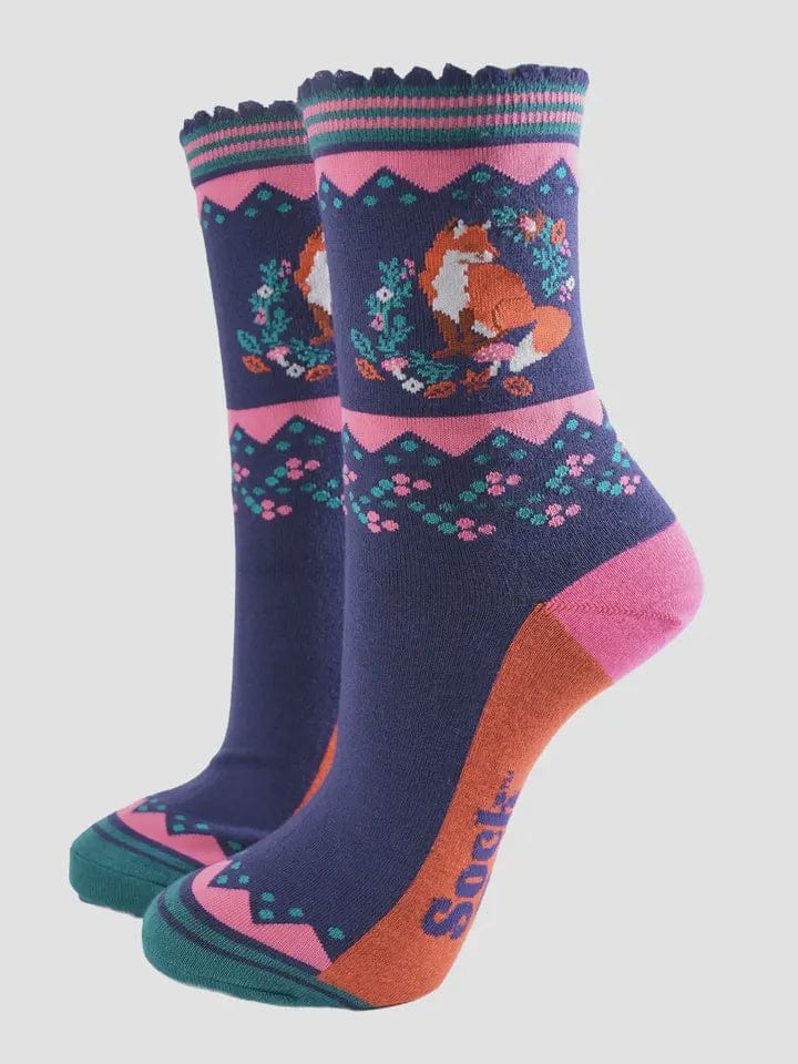 Sock Talk Accessories Sock Talk Bamboo Socks Fox Wreath