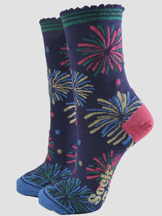 Sock Talk Accessories Sock Talk Bamboo Socks Navy Blue/Pink, Fireworks