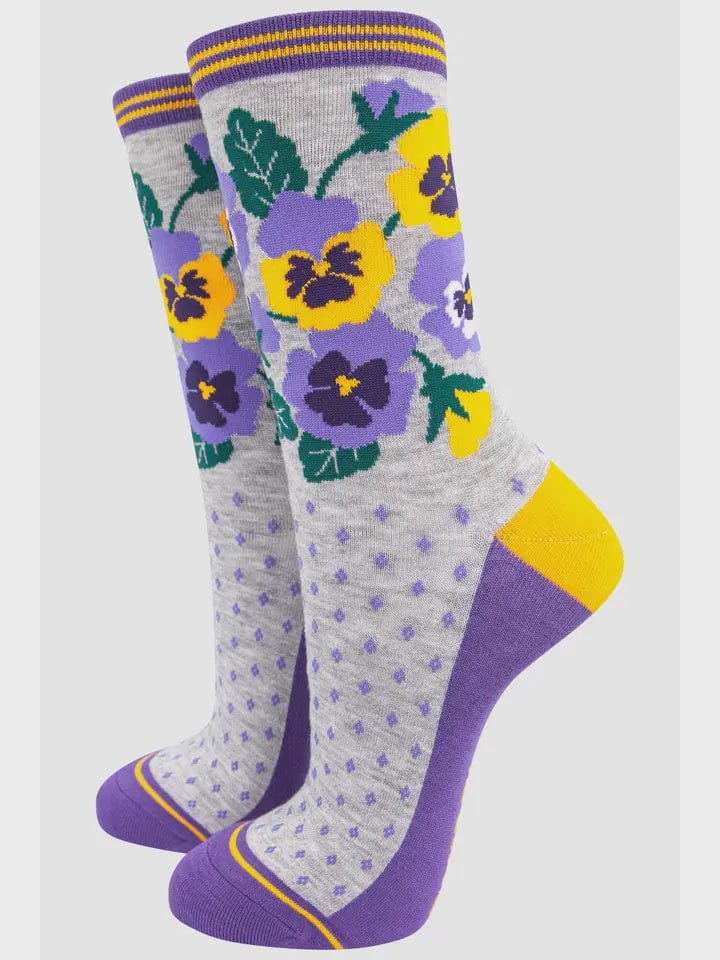 Sock Talk Accessories Sock Talk Bamboo Socks Pansy Print