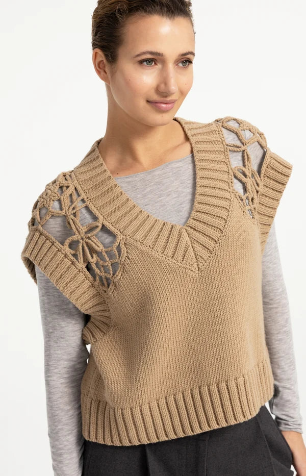 Yaya Spencer with V-neck and Shoulder Detail