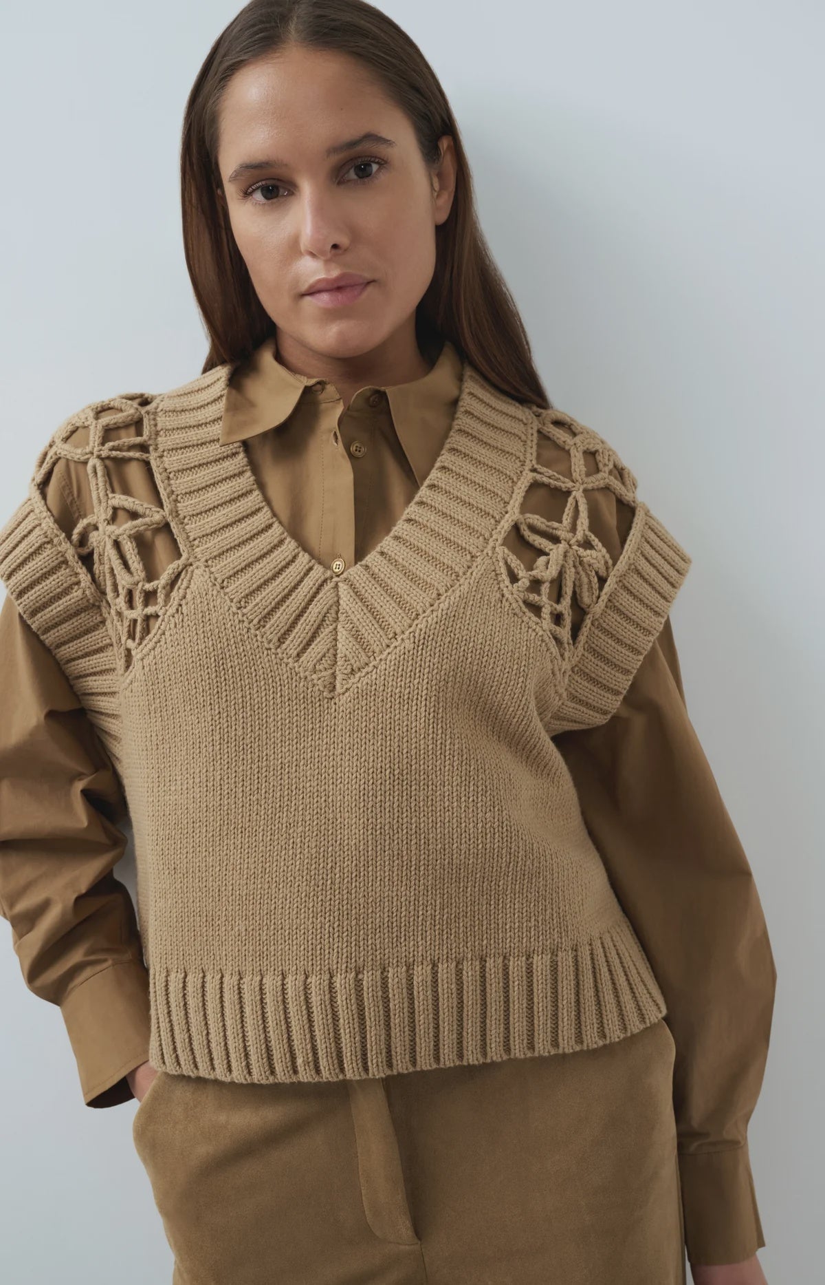 Yaya Spencer with V-neck and Shoulder Detail
