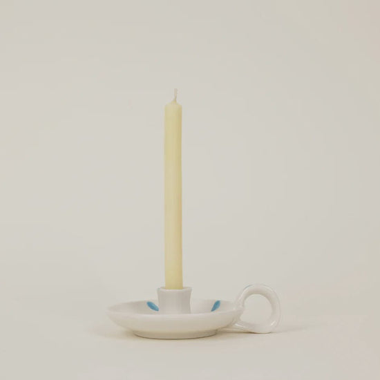 St Eval Homewares St Eval Sky Blue Brushmark, 1/2" Candle Holder with Handle