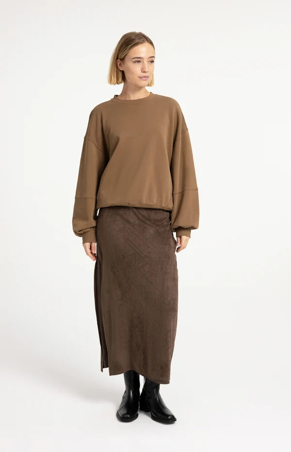 Yaya Suedine skirt with layered detail