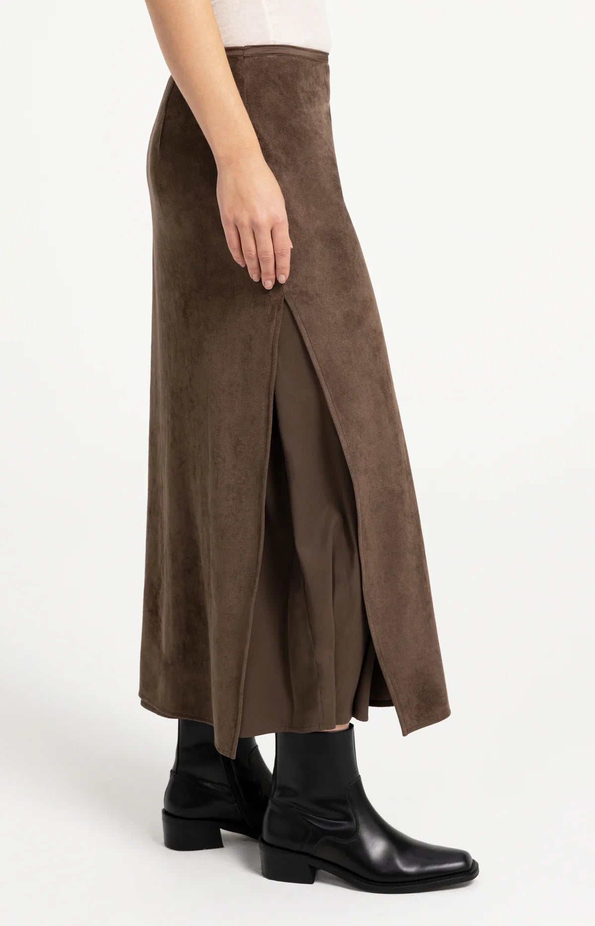 Yaya Suedine skirt with layered detail