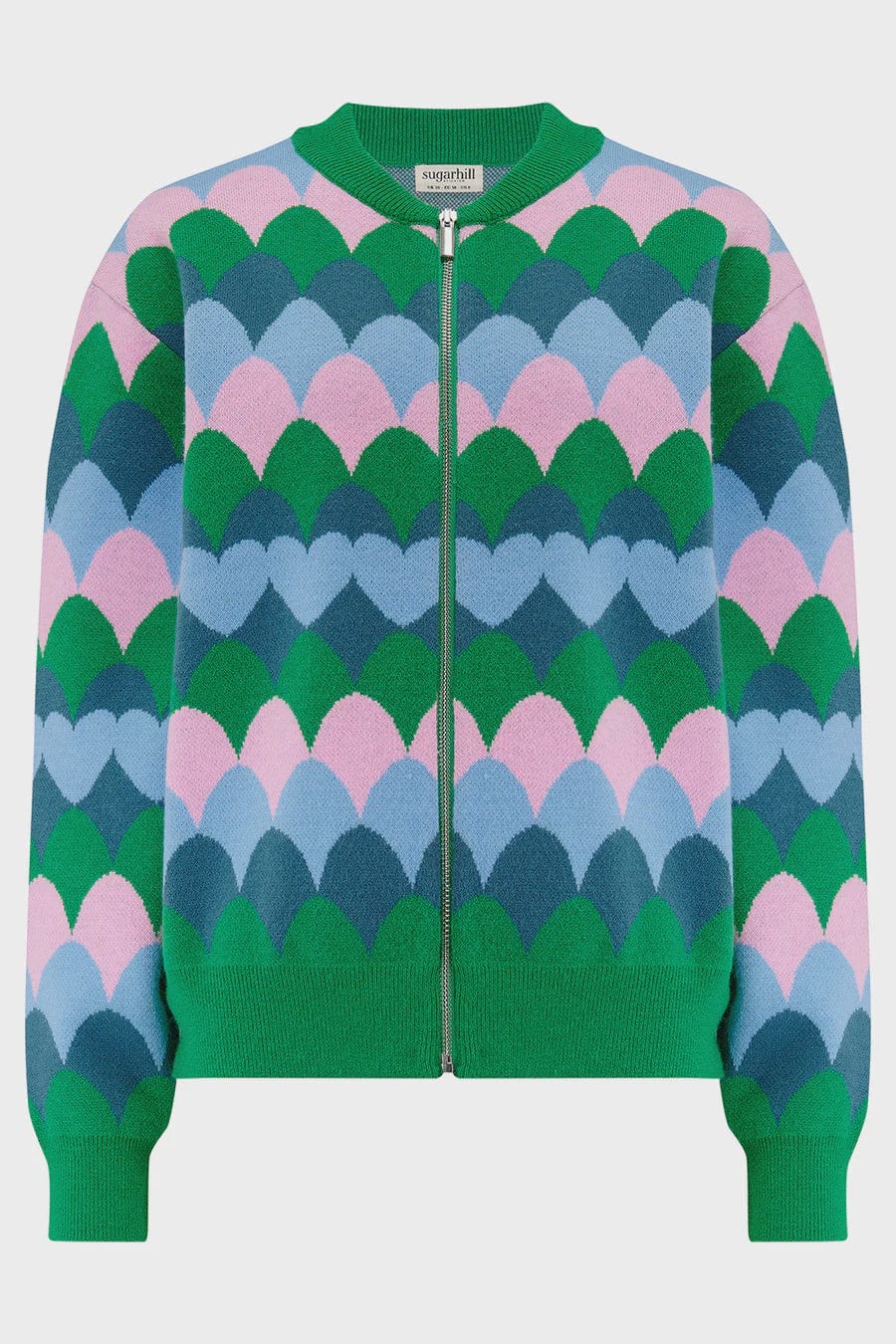 Sugarhill Brighton Fashion Sugarhill Brighton Solana Knitted Bomber Multi Heart Scallop