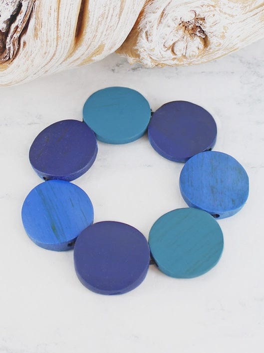 Suzie Blue Jewellery Blue Suzie Blue Wooden Elastic Disc Bracelet