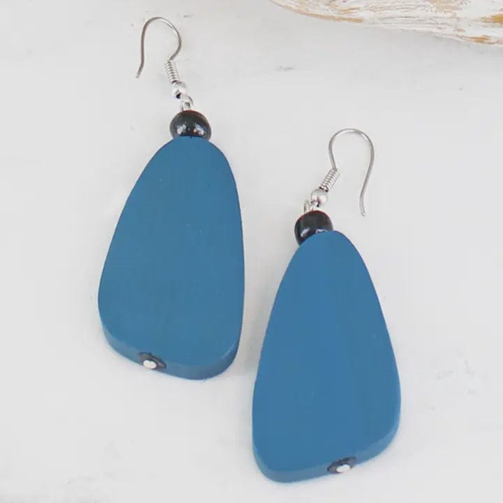 Suzie Blue Jewellery Suzie Blue Blue Wooden Pebble Earrings