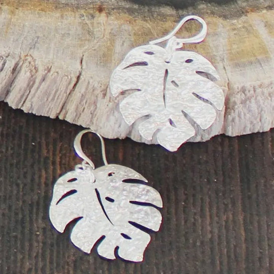 Suzie Blue Jewellery Suzie Blue Textured Leaf Earrings Silver