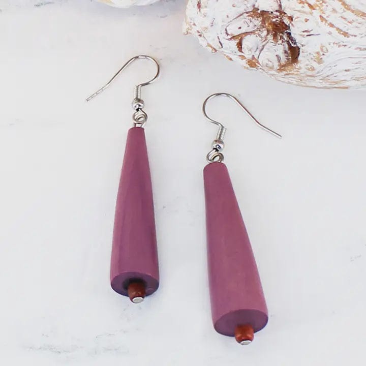 Suzie Blue Jewellery Suzie Blue Wooden Cone Earrings Purple