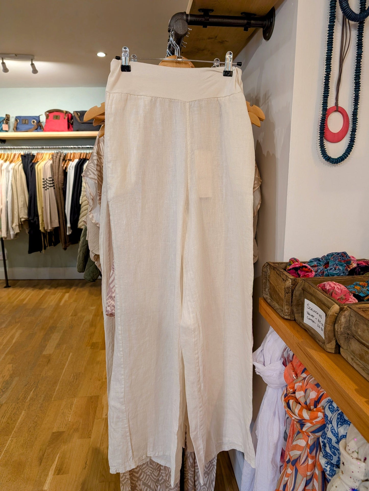 Suzy D Fashion Suzy D London Sultan Wide Leg Linen Pants Cream