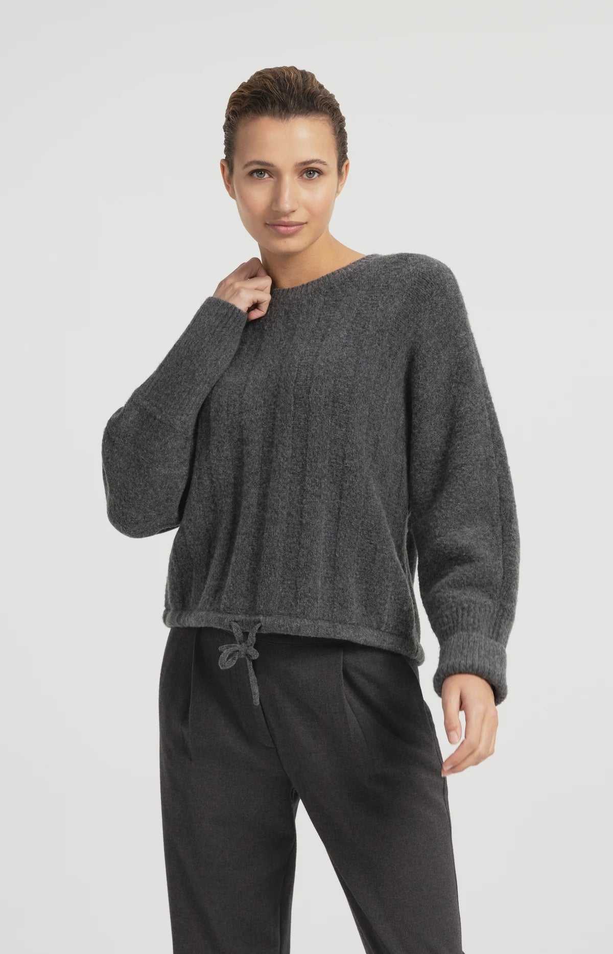 Yaya Sweater Batwing Sleeves Drawcord Hem