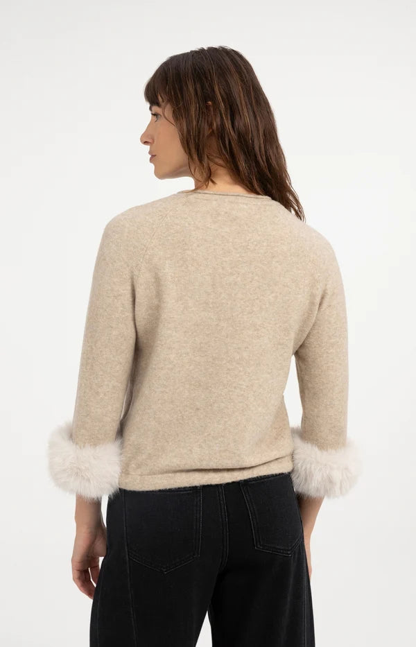 Yaya Sweater with Detachable Faux Fur Cuffs