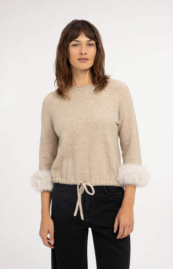 Yaya Sweater with Detachable Faux Fur Cuffs