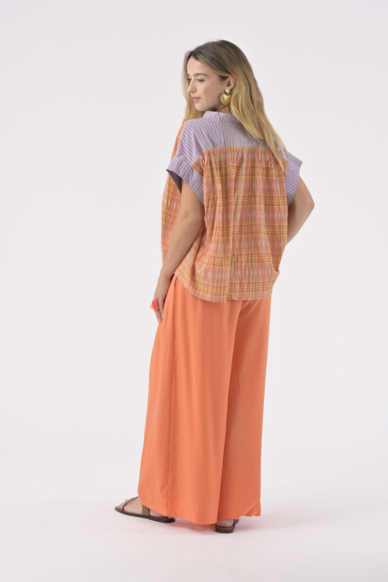 Orfeo Nah Blouse Orange Check - Precious Sparkle