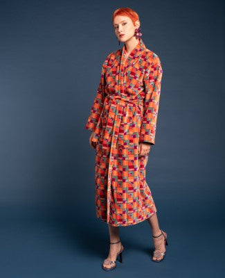 Les Touristes Velvet Dressing Gown Aberdeen Red Brick