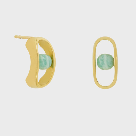 Vurchoo Jewellery Vurchoo Amazonite Stud Earrings Gold