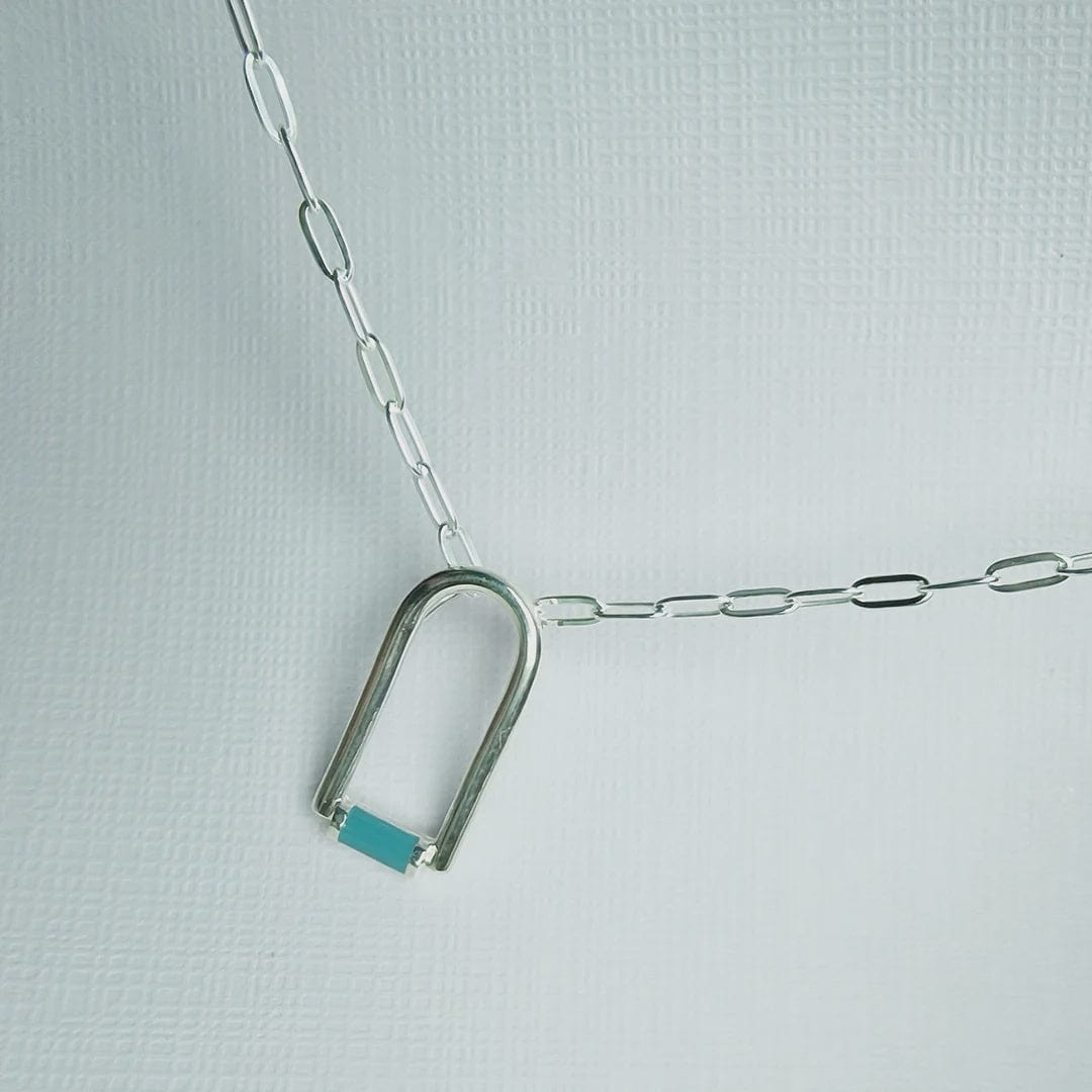 Vurchoo Jewellery Vurchoo Contemporary Blue Enamel Sterling Arch Necklace