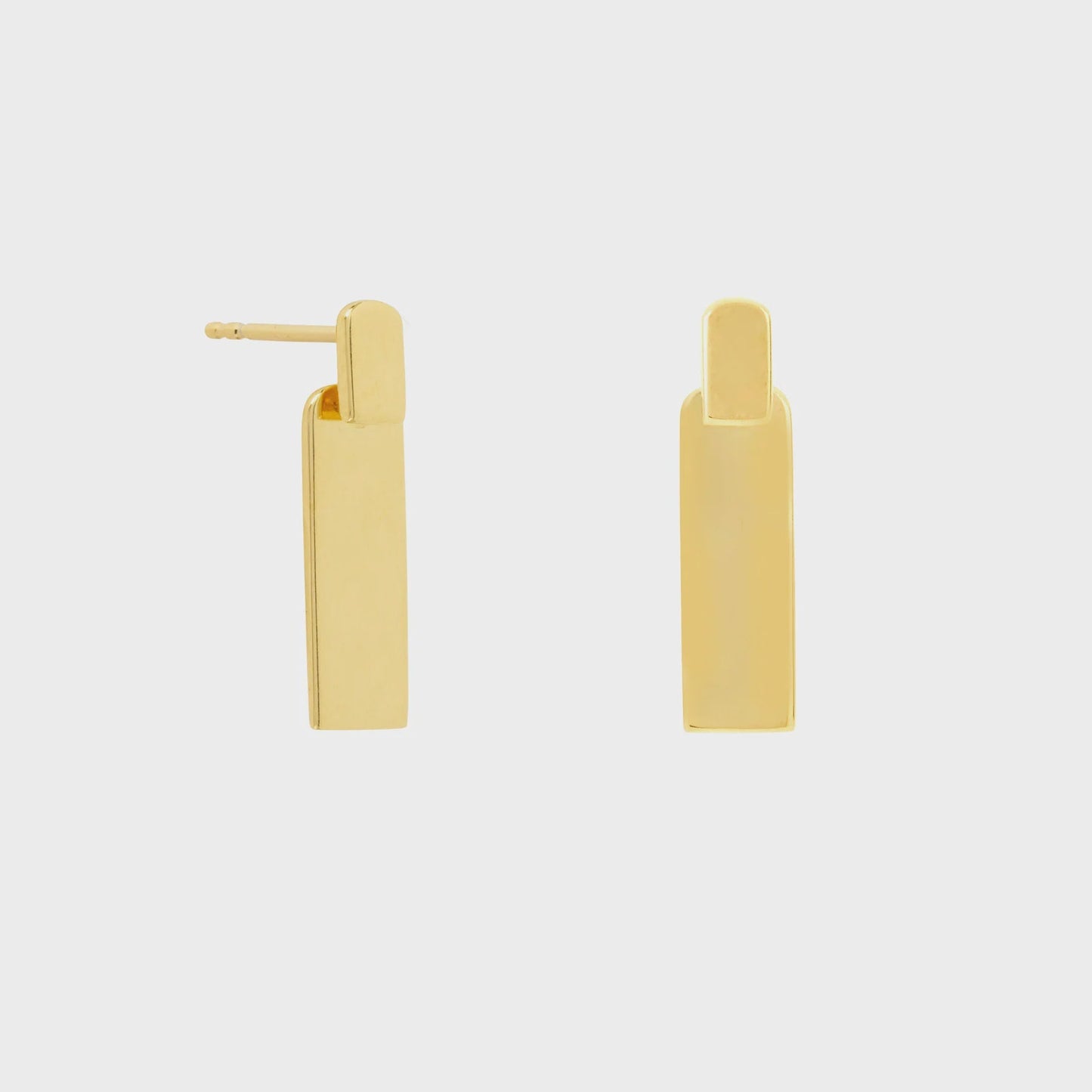 Vurchoo Jewellery Vurchoo Minimal Rectangle Link Studs Gold