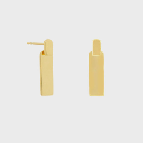 Vurchoo Jewellery Vurchoo Minimal Rectangle Link Studs Gold