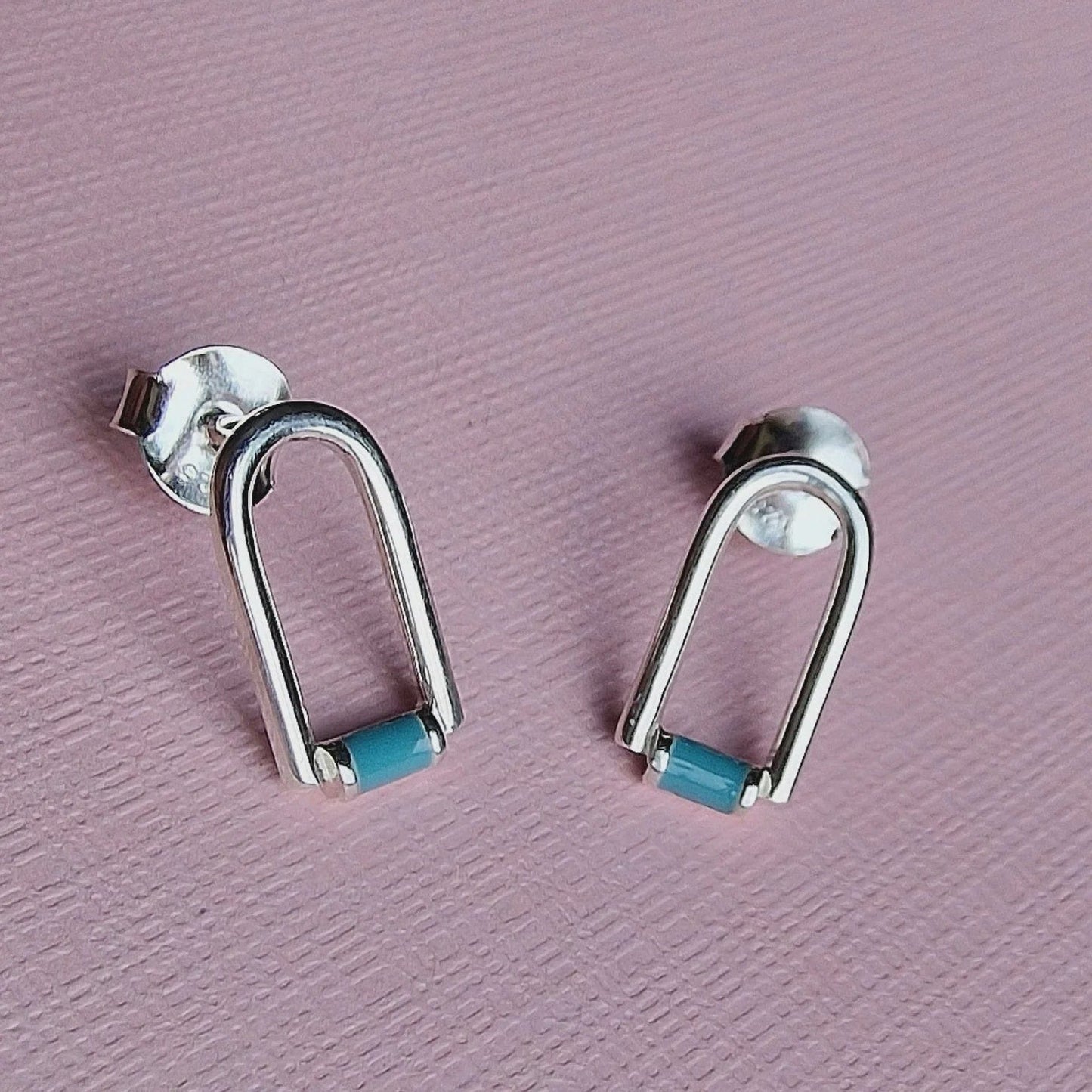 Vurchoo Jewellery Vurchoo Studs of Hope Contemporary Blue Enamel Arch Earrings