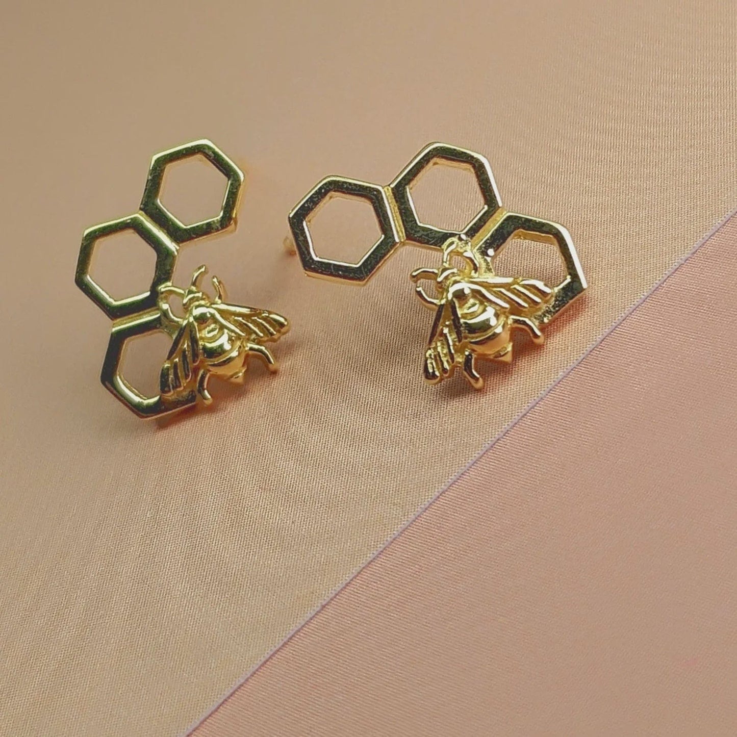 Vurchoo Studs of Hope Gold Bumblebee Earrings Precious Sparkle