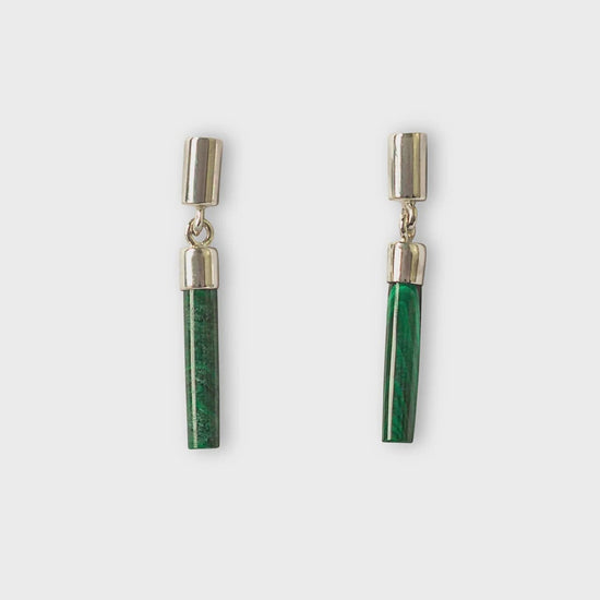 Vurchoo Jewellery Vurchoo Studs of Hope Malachite Bar Earrings