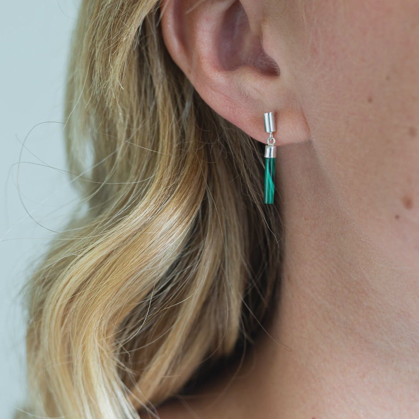 Vurchoo Jewellery Vurchoo Studs of Hope Malachite Bar Earrings