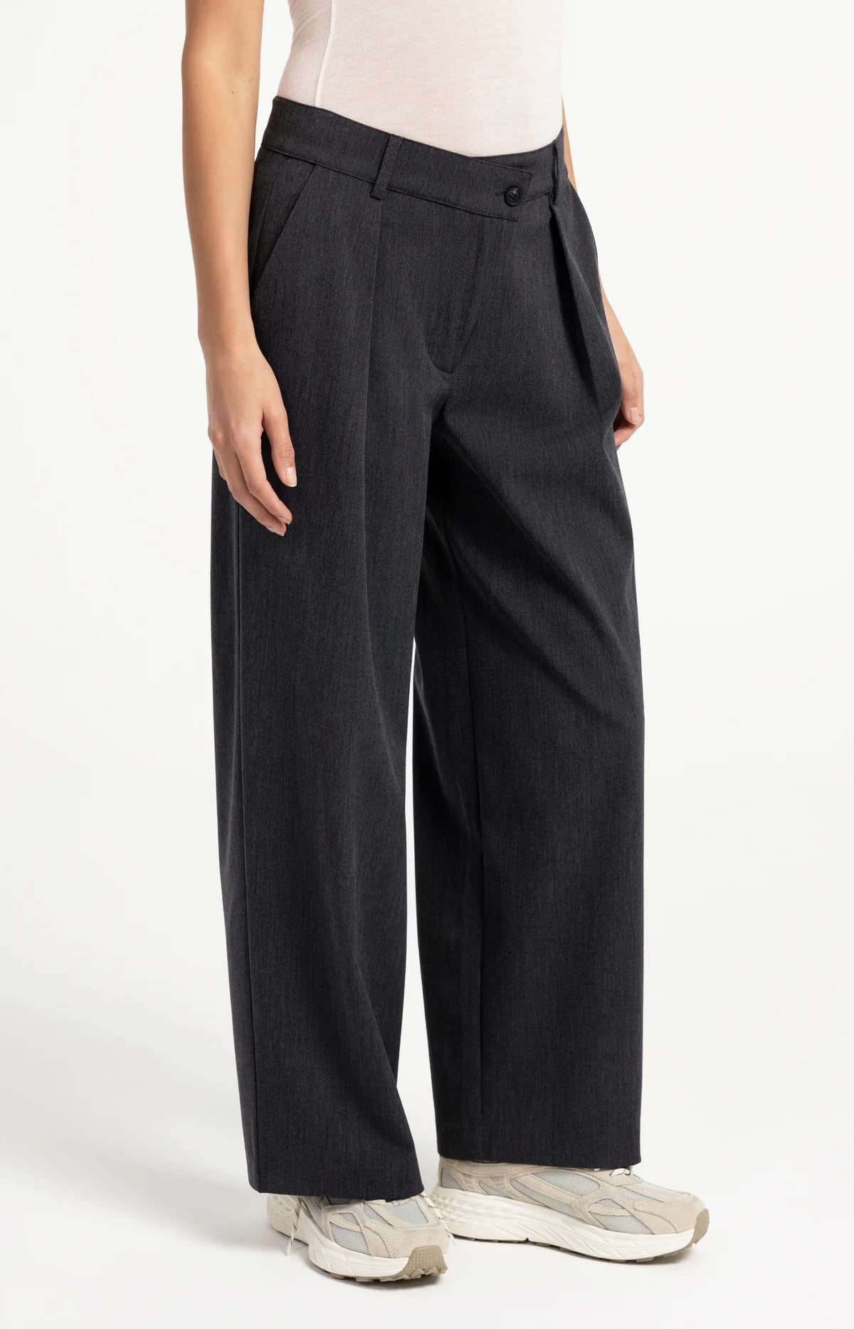 Yaya Woven Trousers Wide Leg Asymmetrical Closure