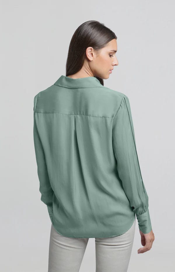 YAYA Fashion Yaya Blouse with Long Sleeves and Pleat Details Jade Green