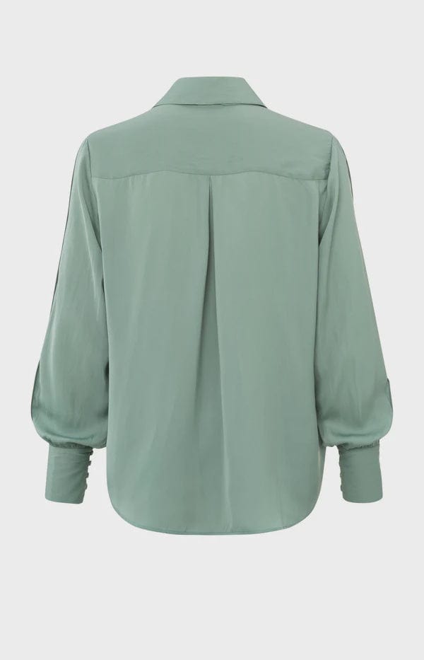 YAYA Fashion Yaya Blouse with Long Sleeves and Pleat Details Jade Green