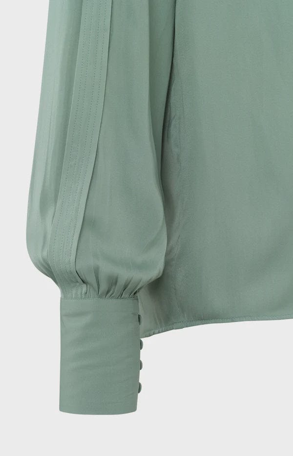 YAYA Fashion Yaya Blouse with Long Sleeves and Pleat Details Jade Green