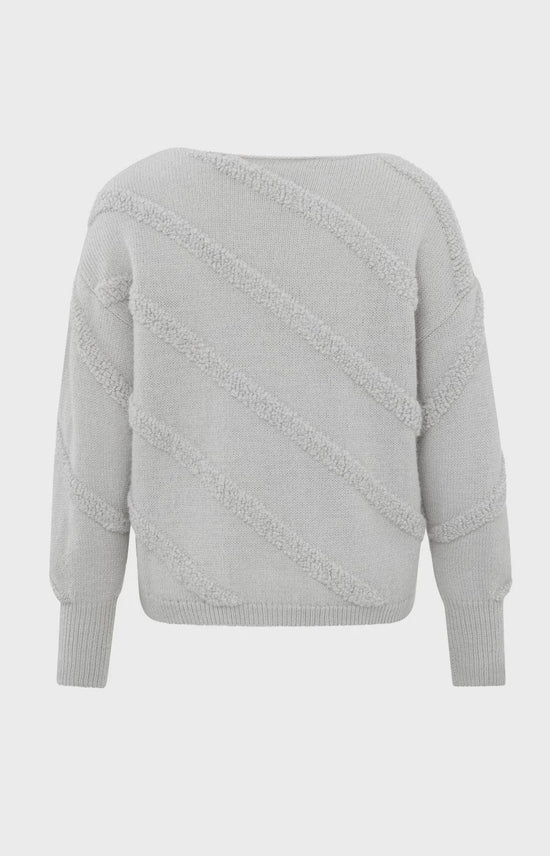 YAYA Fashion Yaya Boatneck Jumper Diagonal Tufts Sky Grey