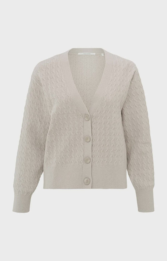 YAYA Fashion Yaya Cable Knit Cardigan  V-neck Dove Gray