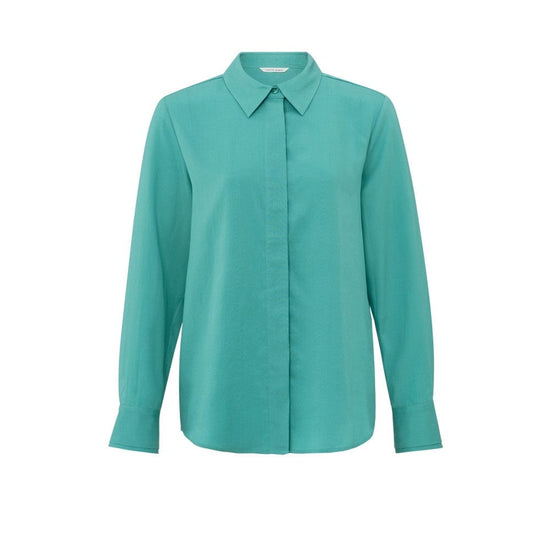 YAYA Fashion Yaya Classic Blouse with Cuff Details Lagoon Blue