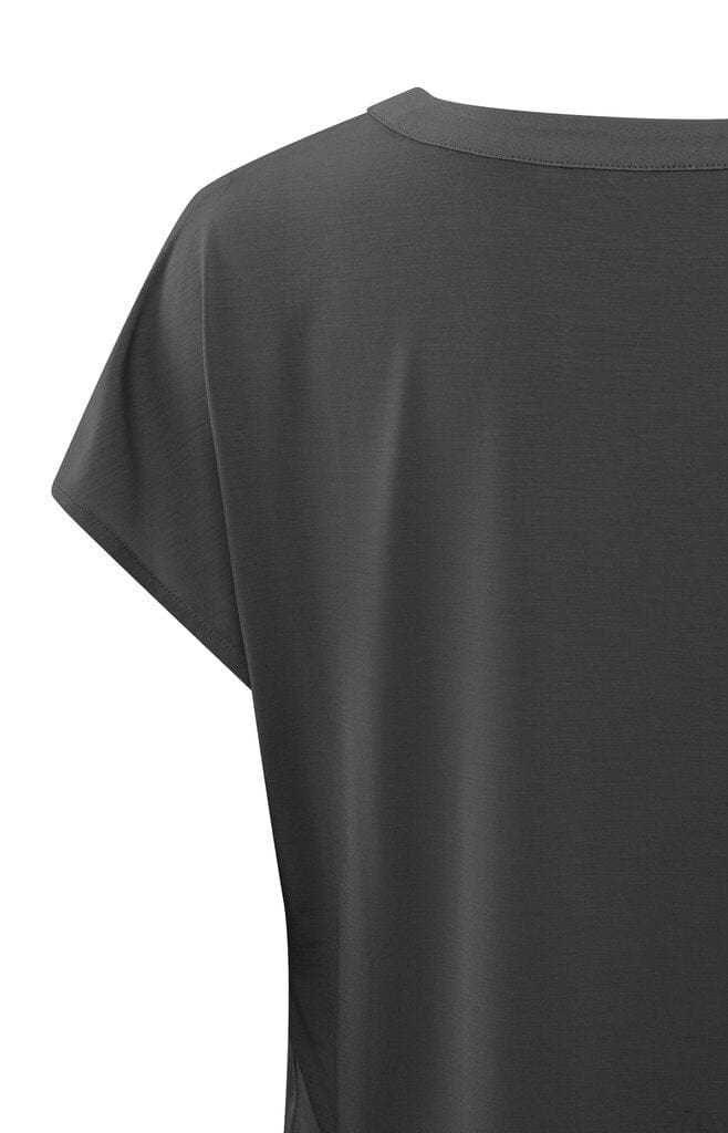 YAYA Fashion Yaya Flowy Top Short Sleeve Anthracite