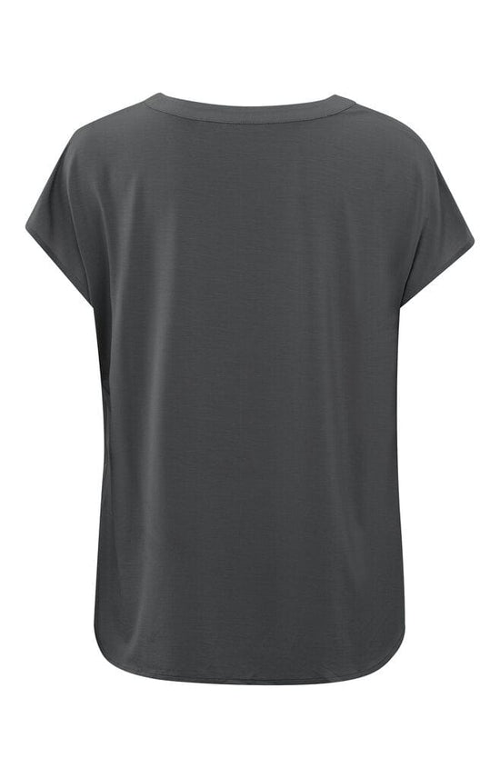 YAYA Fashion Yaya Flowy Top Short Sleeve Anthracite