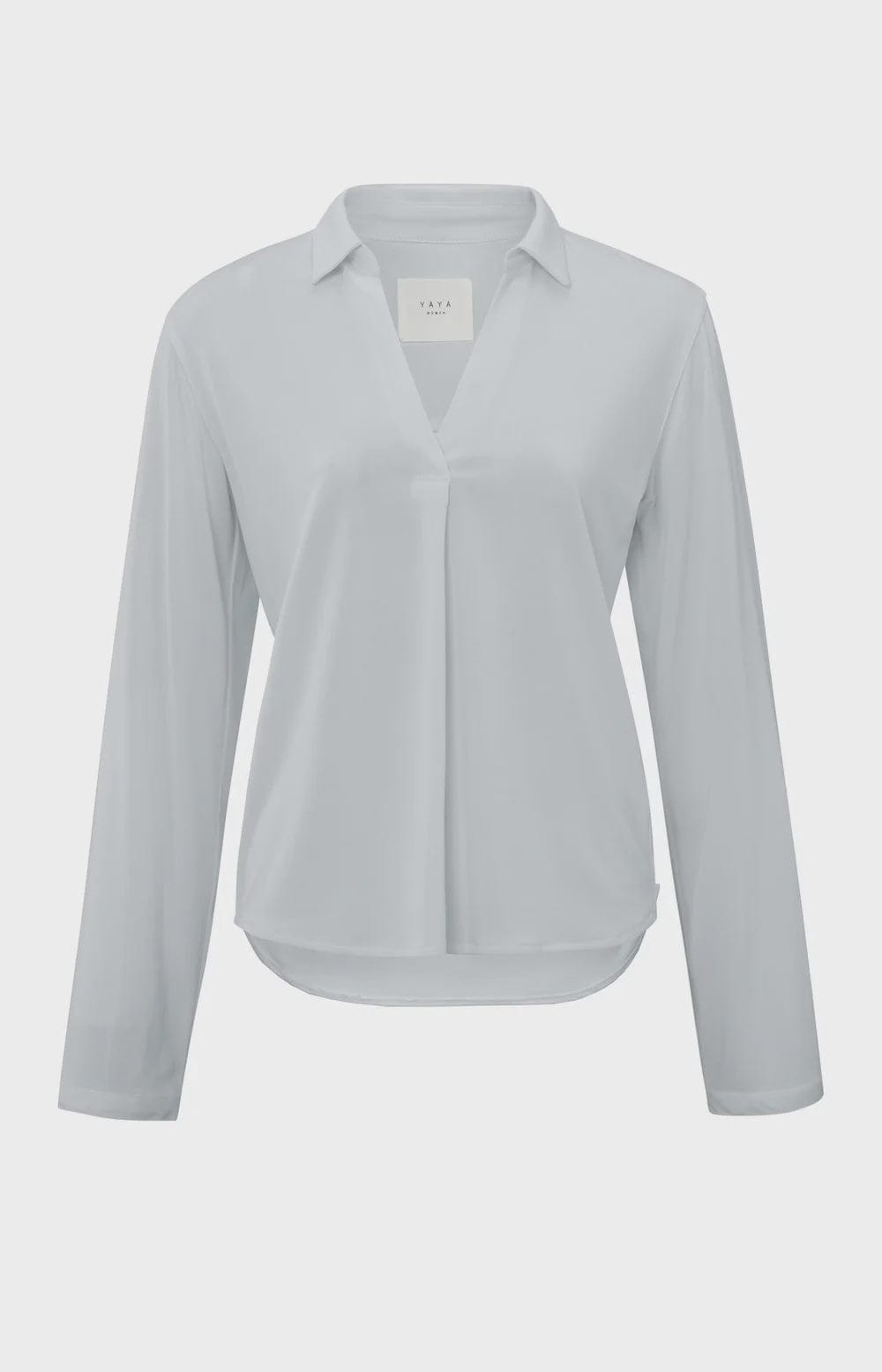 YAYA Fashion Yaya Jersey  V-neck top with Collar Sky Grey