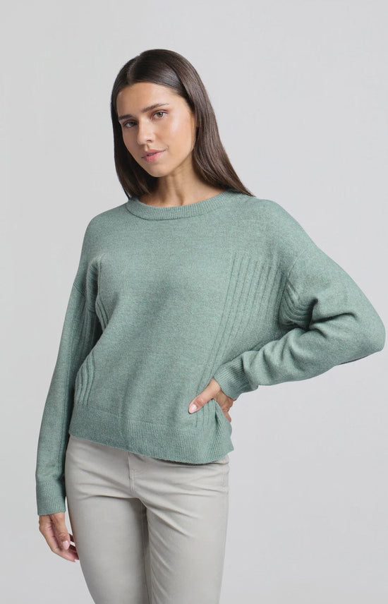 YAYA Fashion Yaya Jumper Ribbed Detail Jade Green