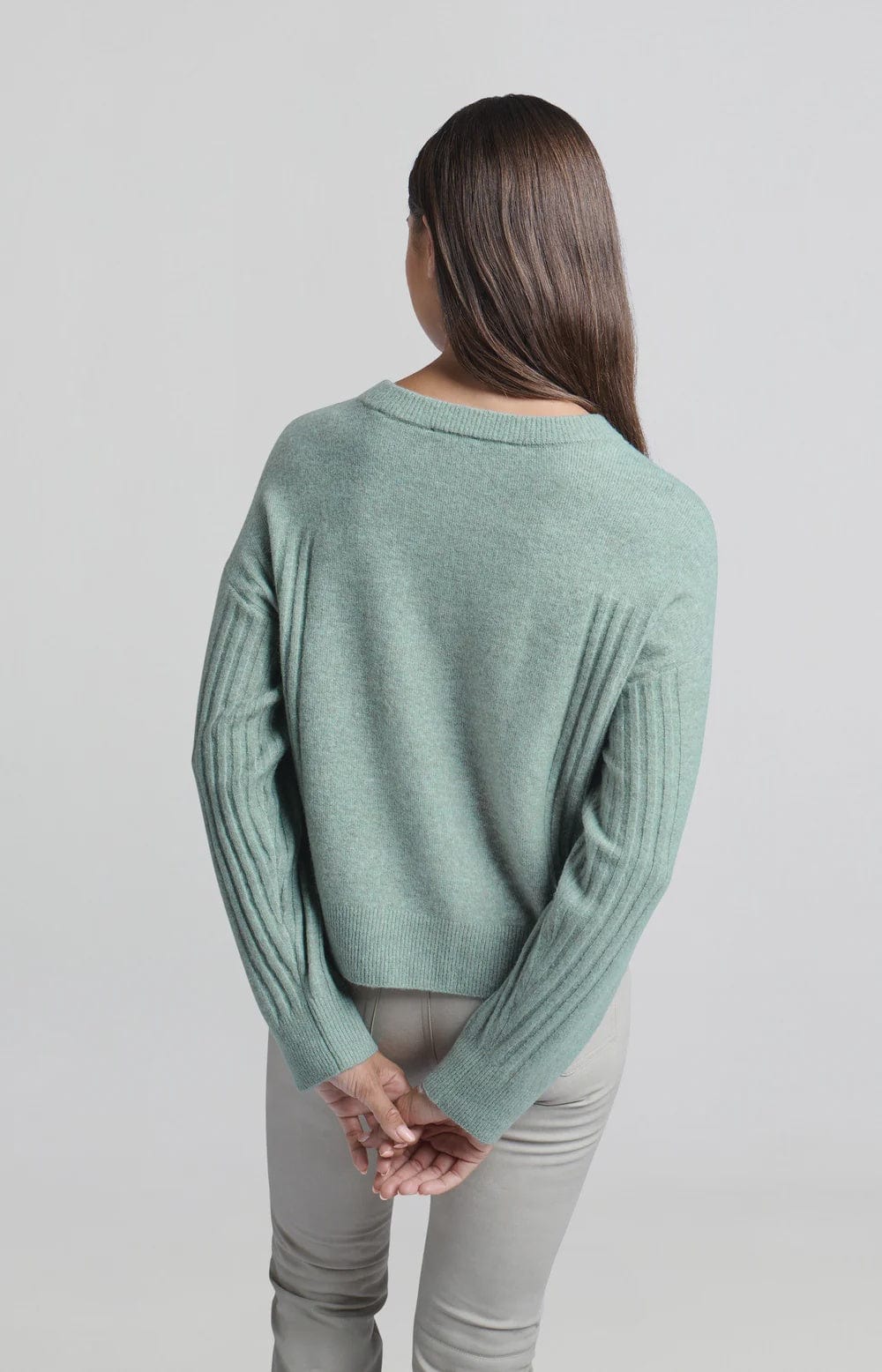 YAYA Fashion Yaya Jumper Ribbed Detail Jade Green