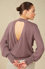 YAYA Fashion Yaya Moonscape Purple Open Back Sweater
