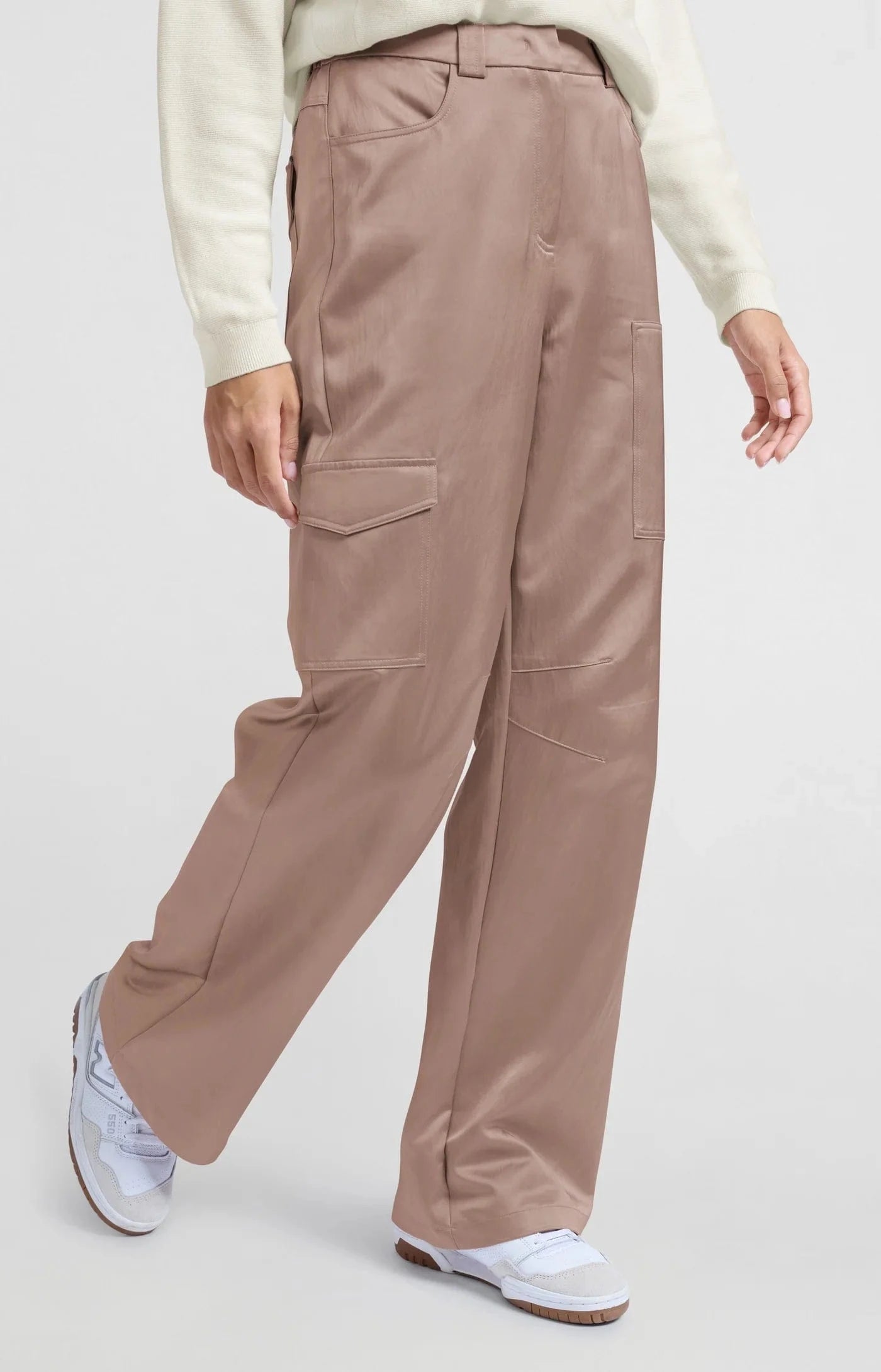 YAYA Fashion Yaya Satin Cargo Trousers Dusty Pink