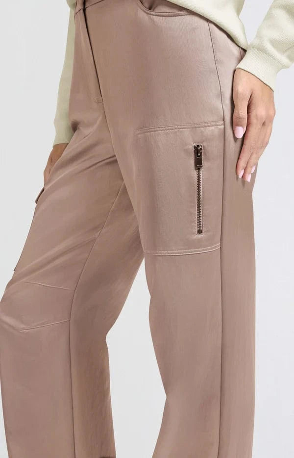 YAYA Fashion Yaya Satin Cargo Trousers Dusty Pink