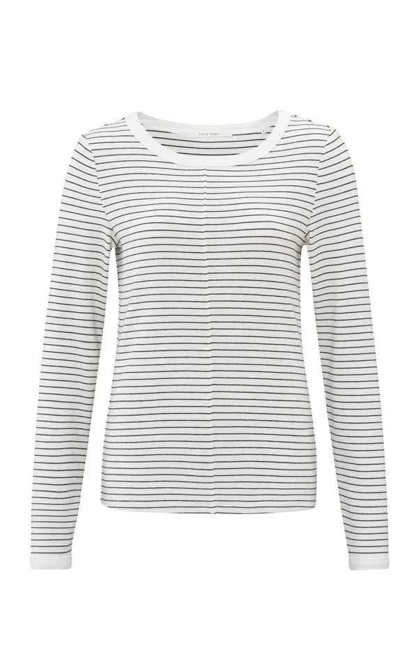 YAYA Fashion Yaya Striped Top with Center Seam