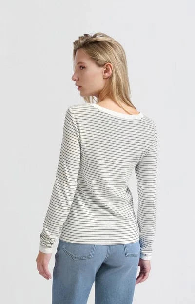 YAYA Fashion Yaya Striped Top with Center Seam