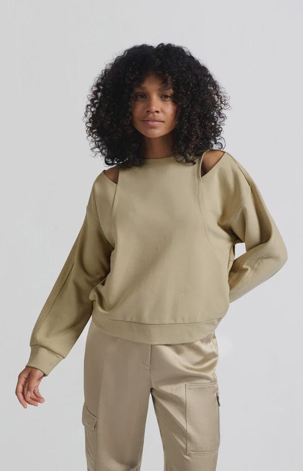 YAYA Fashion Yaya Sweatshirt with Open Shoulder Details